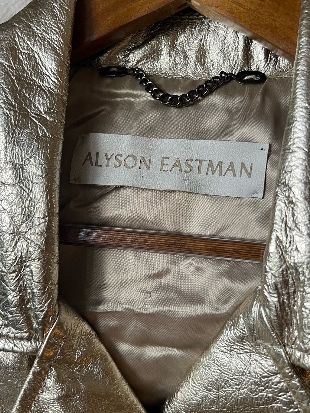 Alyson Eastman Moto Lamb Leather Jacket Gold Metallic Size S Made In Italy Euc — image 5 of 8